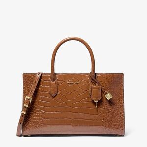 **Brand New** Michael Kors Scarlett Crocodile Embossed Patent Leather Satchel